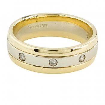 9ct gold 2-tone Diamond Wedding Ring size N